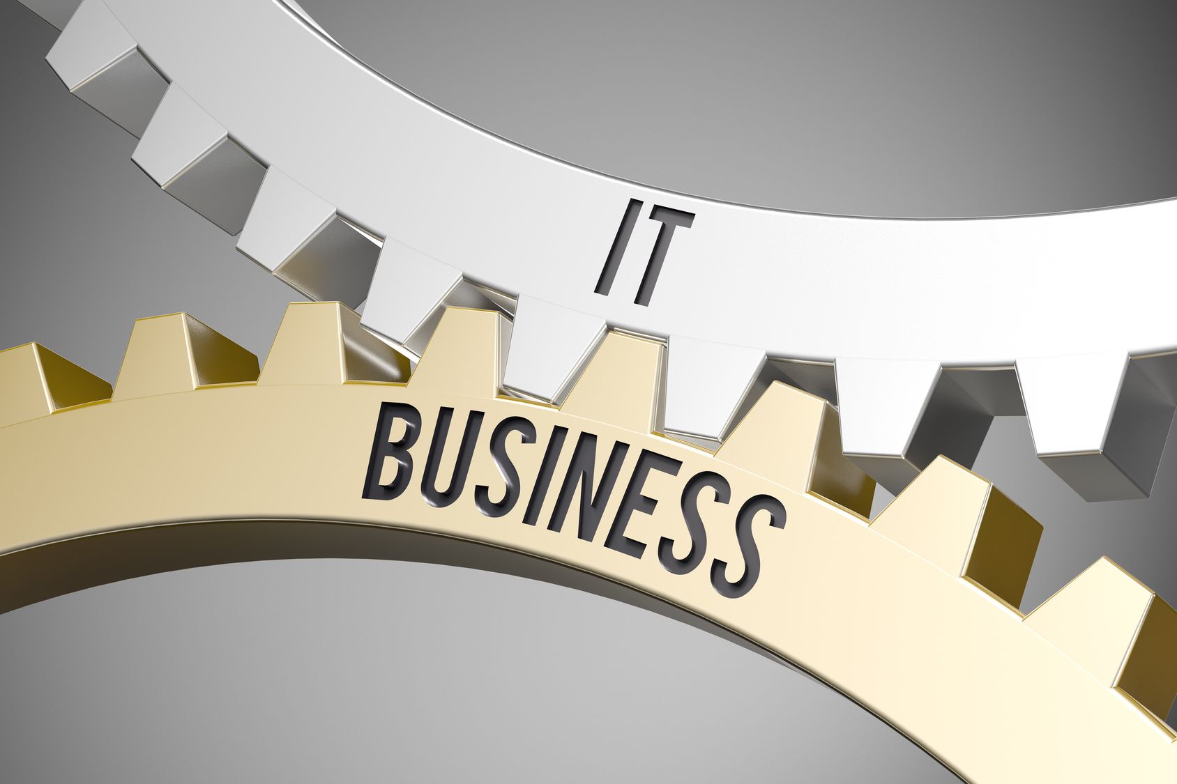 Two gears labelled IT and business
